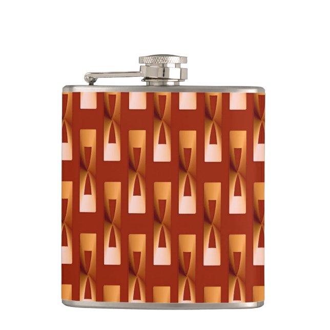 Art Deco Metallic Geometric - koppar och rost Fickplunta (Framsidan)