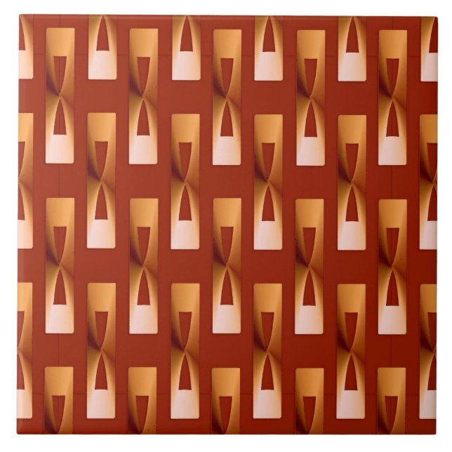 Art Deco Metallic Geometric - koppar och rost Kakelplatta (Framsidan)
