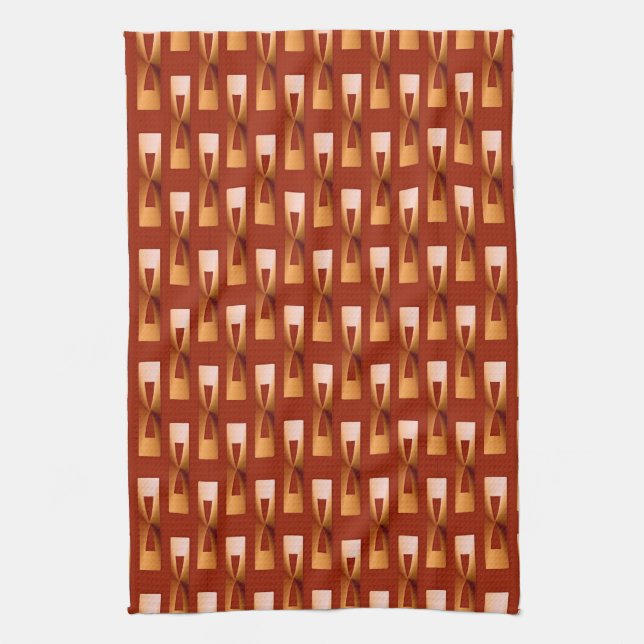 Art Deco Metallic Geometric - koppar och rost Kökshandduk (Vertikal)