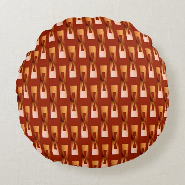 Art Deco Metallic Geometric - koppar och rost Rund Kudde (Framsidan)