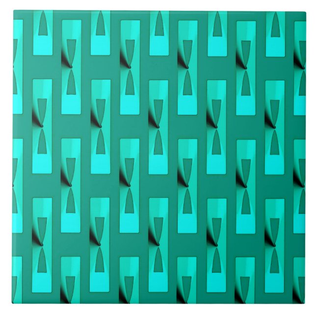 Art Deco Metallic Geometric - Peacock and Teal Kakelplatta (Framsidan)