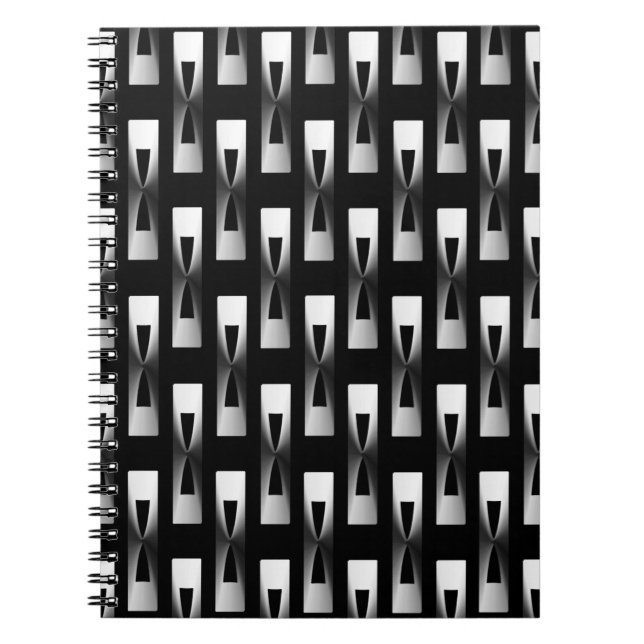 Art Deco Metallic Geometric - Silver och Black Anteckningsbok (Framsidan)
