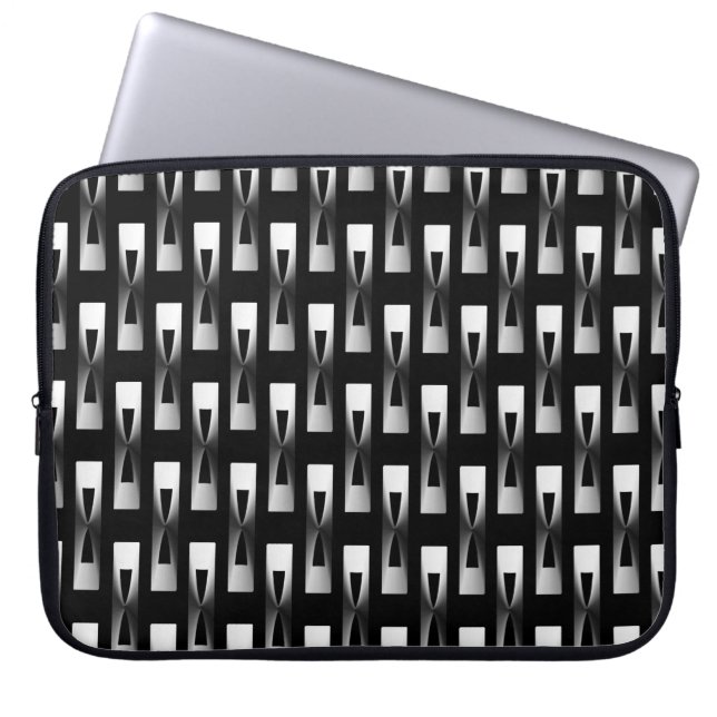 Art Deco Metallic Geometric - Silver och Black Laptop Sleeve (Framsidan)