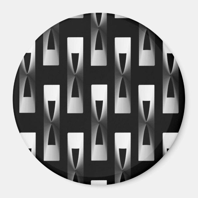 Art Deco Metallic Geometric - Silver och Black Magnet (Framsidan)