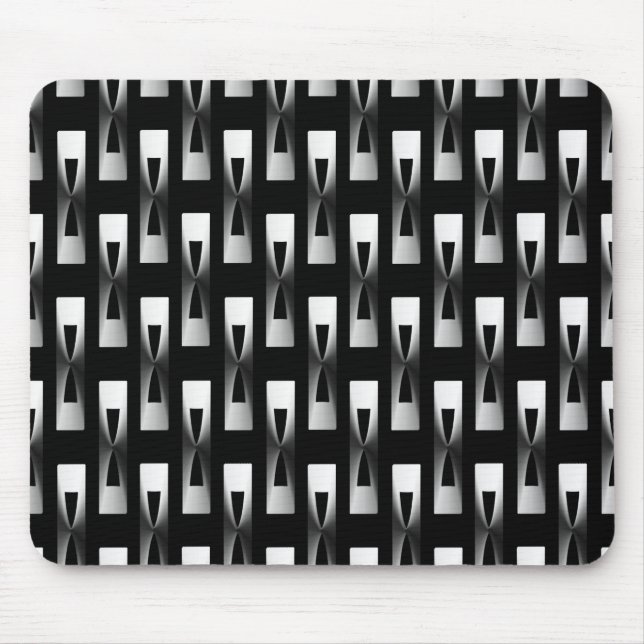 Art Deco Metallic Geometric - Silver och Black Musmatta (Framsidan)