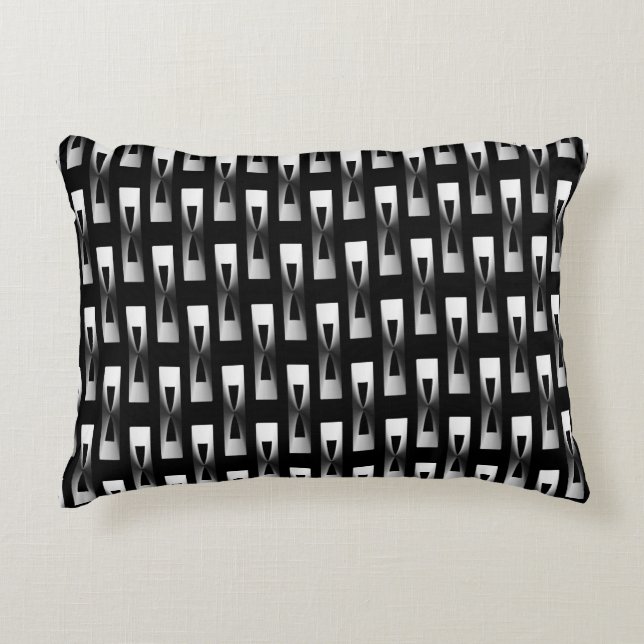 Art Deco Metallic Geometric - Silver och Black Prydnadskudde (Framsidan)