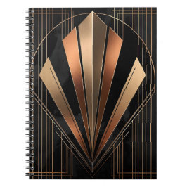 Art Deco Metallisk Geometrisk Elegans Anteckningsbok