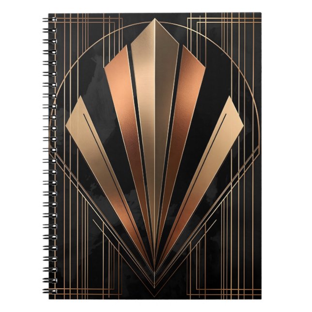 Art Deco Metallisk Geometrisk Elegans Anteckningsbok (Framsidan)