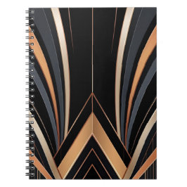 Art Deco Metallisk Geometrisk Elegans Anteckningsbok