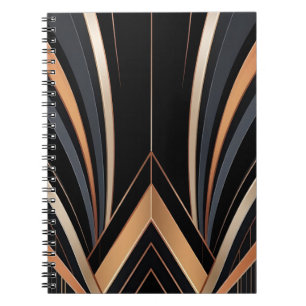 Art Deco Metallisk Geometrisk Elegans Anteckningsbok