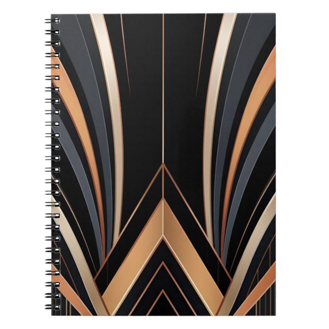 Art Deco Metallisk Geometrisk Elegans Anteckningsbok (Framsidan)