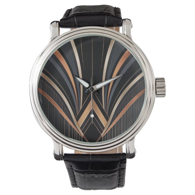 Art Deco Metallisk Geometrisk Elegans Armbandsur (Framsida)