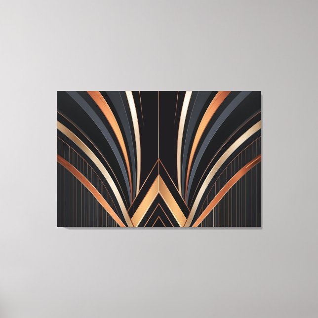 Art Deco Metallisk Geometrisk Elegans Canvastryck (Framsida)