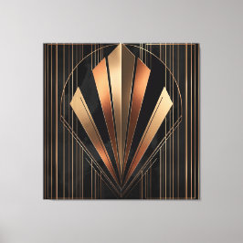 Art Deco Metallisk Geometrisk Elegans Canvastryck