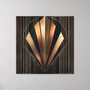 Art Deco Metallisk Geometrisk Elegans Canvastryck