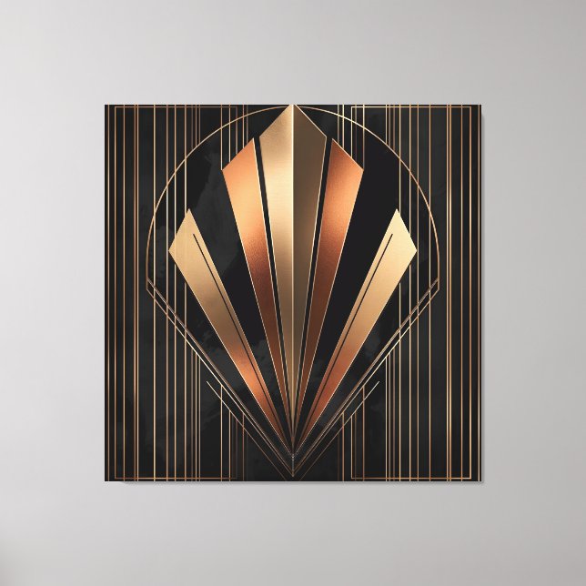 Art Deco Metallisk Geometrisk Elegans Canvastryck (Framsida)