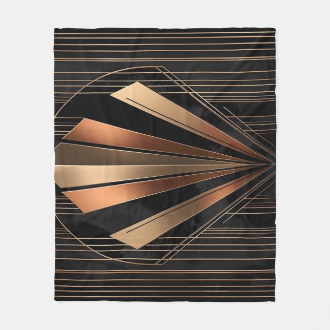 Art Deco Metallisk Geometrisk Elegans Fleecefilt (Framsidan)