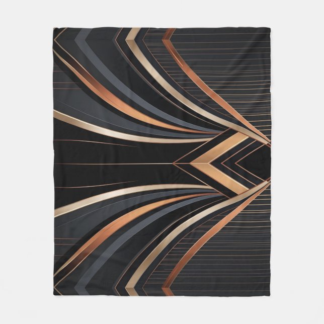 Art Deco Metallisk Geometrisk Elegans Fleecefilt (Framsidan)