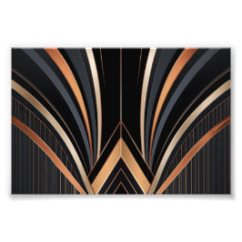 Art Deco Metallisk Geometrisk Elegans Fototryck