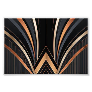 Art Deco Metallisk Geometrisk Elegans Fototryck