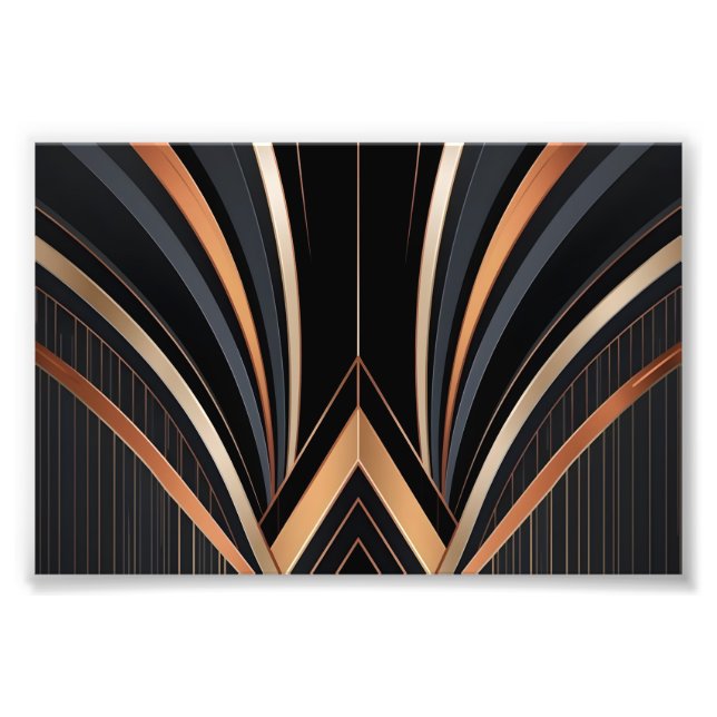 Art Deco Metallisk Geometrisk Elegans Fototryck (Framsidan)