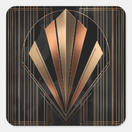 Art Deco Metallisk Geometrisk Elegans Fyrkantigt Klistermärke
