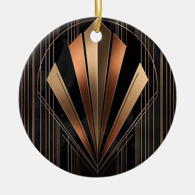Art Deco Metallisk Geometrisk Elegans Julgransprydnad Keramik (Framsidan)