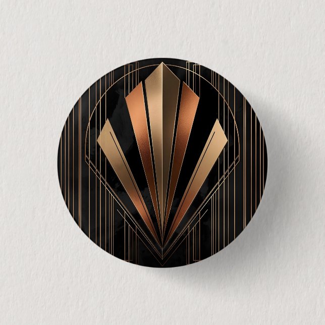 Art Deco Metallisk Geometrisk Elegans Knapp (Framsida)