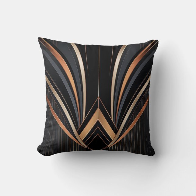 Art Deco Metallisk Geometrisk Elegans Kudde (Framsida)