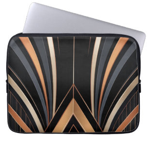 Art Deco Metallisk Geometrisk Elegans Laptop Fodral