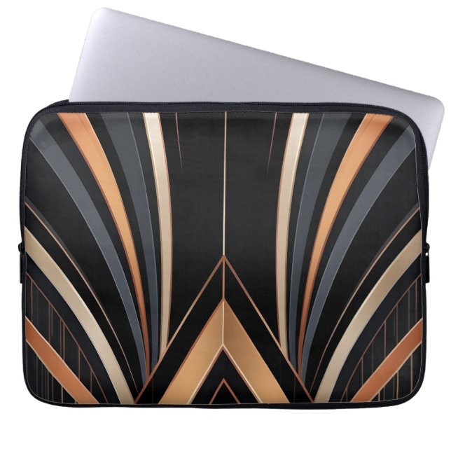 Art Deco Metallisk Geometrisk Elegans Laptop Fodral (Framsidan)