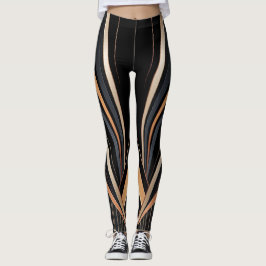 Art Deco Metallisk Geometrisk Elegans Leggings