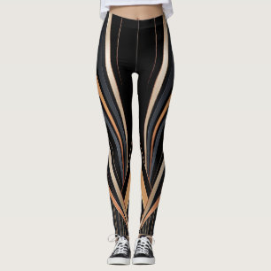 Art Deco Metallisk Geometrisk Elegans Leggings