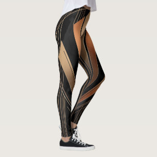 Art Deco Metallisk Geometrisk Elegans Leggings