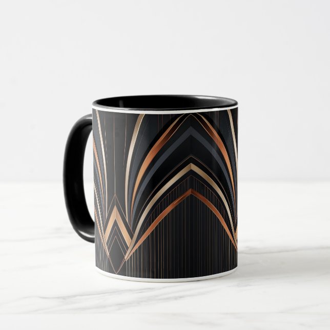 Art Deco Metallisk Geometrisk Elegans Mugg (Framsida vänster)