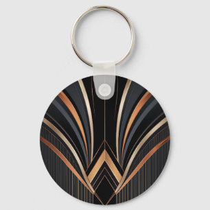 Art Deco Metallisk Geometrisk Elegans Nyckelring