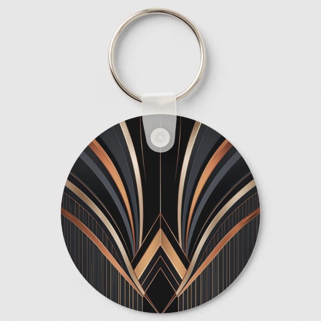 Art Deco Metallisk Geometrisk Elegans Nyckelring (Baksida)