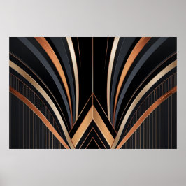 Art Deco Metallisk Geometrisk Elegans Poster