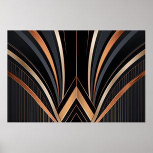 Art Deco Metallisk Geometrisk Elegans Poster