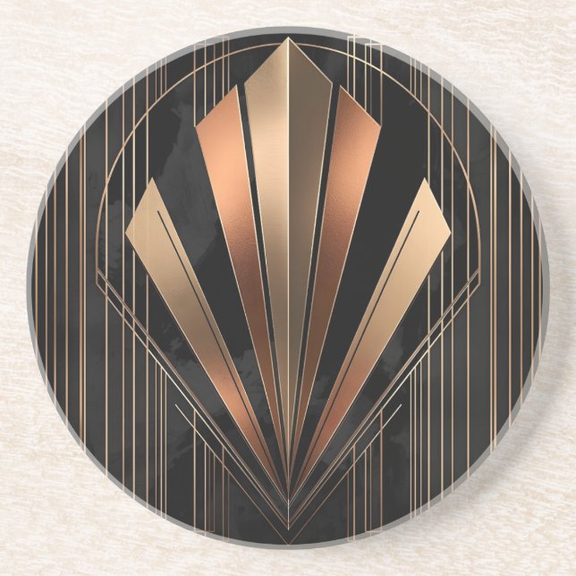 Art Deco Metallisk Geometrisk Elegans Underlägg (Framsidan)