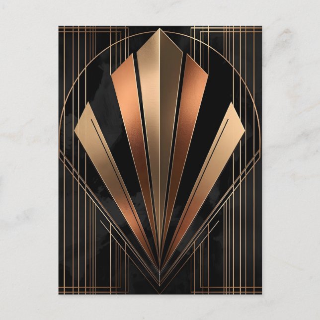 Art Deco Metallisk Geometrisk Elegans Vykort (Framsida)