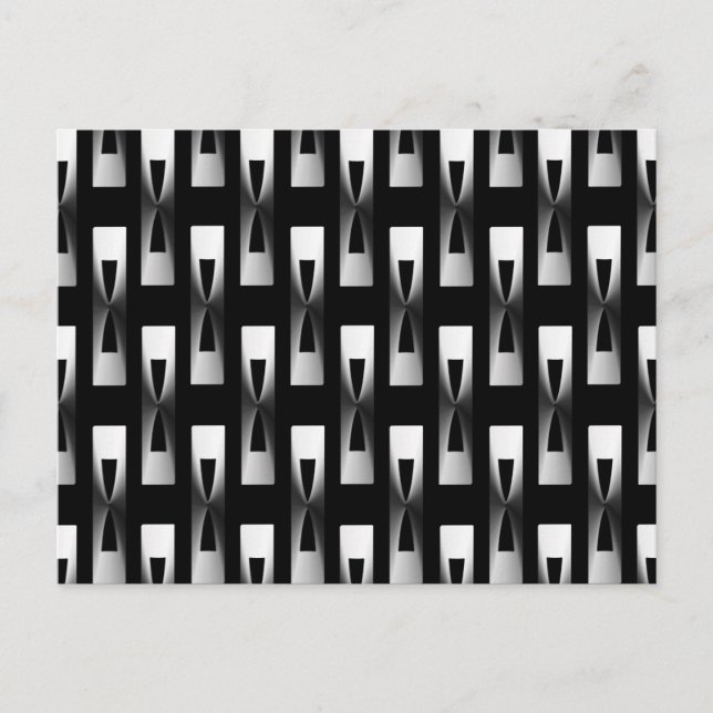 Art Deco Metallisk Geometrisk - Silver och Svart Vykort (Framsida)