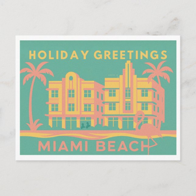 Art Deco Miami Beach Holiday Postcard Vykort (Framsida)