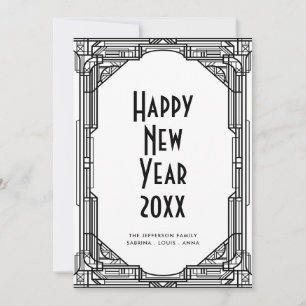 Art deco minimalist Gott nytt år-kort Julkort