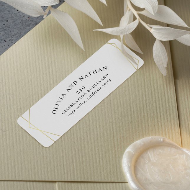 Art Deco-minimalistisk geometrisk Returadress i Gu Returadress Etikett (Return Address Label Mock-up)