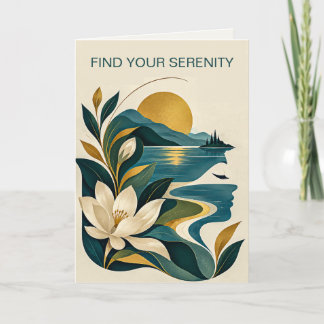 Art Deco Minimalistisk Magnoliablomma Hälsning Kort