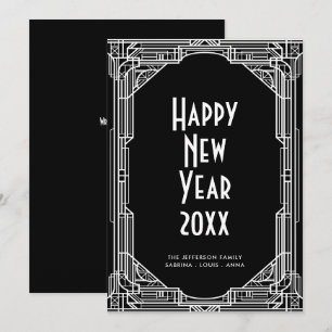 Art deco-minimalistiskt retro-Gott nytt år-kort Julkort