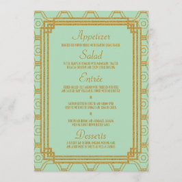 Art Deco Mint Bröllop Menu Meny
