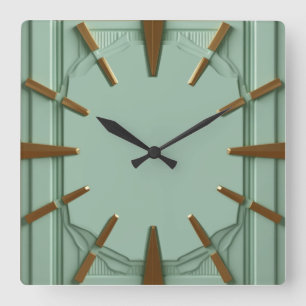 Art Deco Mint Elegant Fyrkantig Klocka
