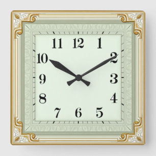 Art Deco Mint Fyrkantig Klocka